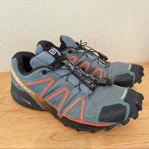 Salomon men’s speedcross 4 hiking trail running shoes size 8 blue outdoor